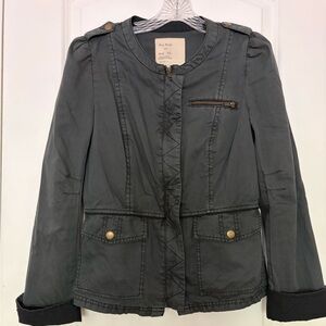 Free People Charcoal Gray Utility Jacket with Brass Details